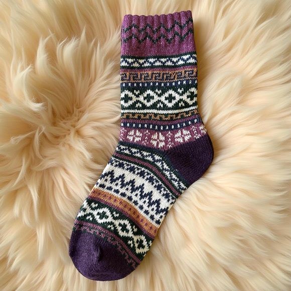 ⭐️ 5 for $25 ONE PAIR Cozy Multicolor Knitted Winter Socks - Picture 1 of 10